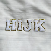Load image into Gallery viewer, White Alphabet Patches With Gold Trim