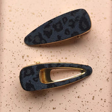 Load image into Gallery viewer, Blue Animal Print Hair Clips 2pk